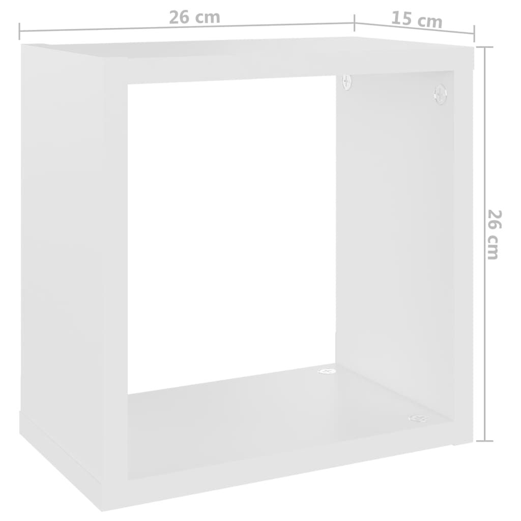 vidaXL Ράφια Κύβοι Τοίχου 2 τεμ. Λευκά 26 x 15 x 26 εκ.
