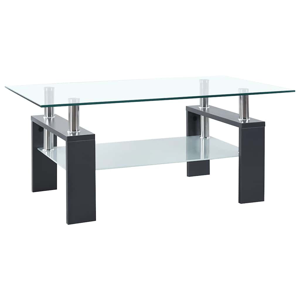 vidaXL Τραπεζάκι Σαλονιού Γκρι και Διαφανές 95x55x40 εκ. Ψημένο Γυαλί