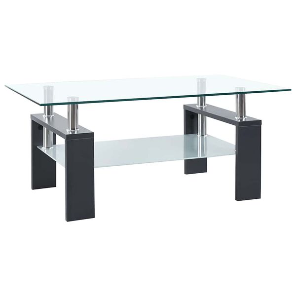 vidaXL Τραπεζάκι Σαλονιού Γκρι και Διαφανές 95x55x40 εκ. Ψημένο Γυαλί