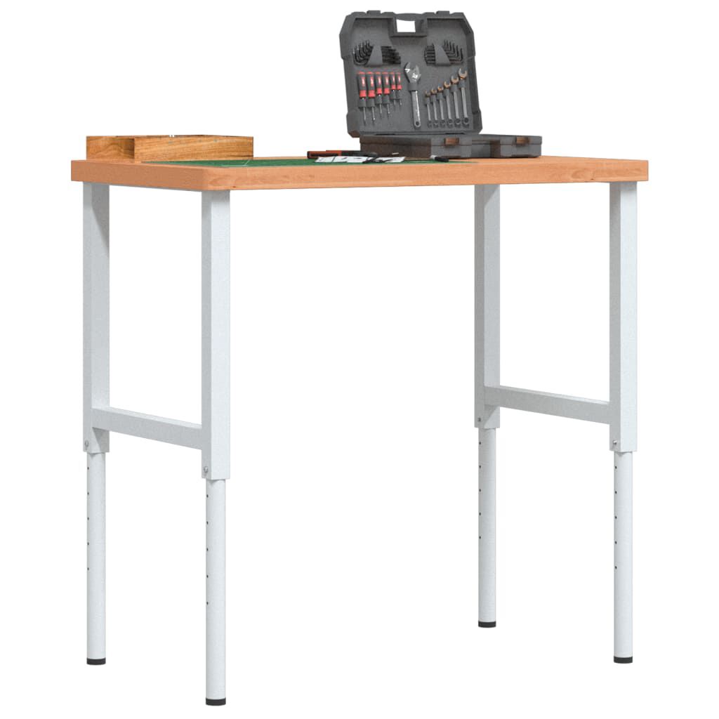 vidaXL Πάγκος Εργασίας Ορθογώνιος 100x60x(73-99,5) εκ Μασίφ Ξύλο Οξιάς