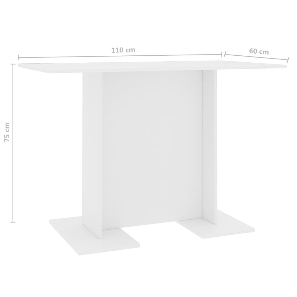 vidaXL Τραπεζαρία Λευκή 110 x 60 x 75 εκ. από Επεξ. Ξύλο