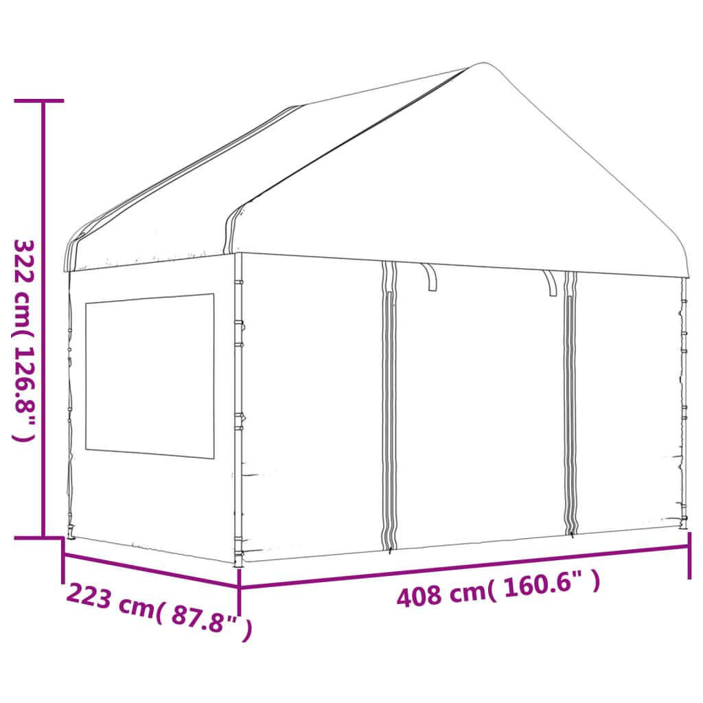 vidaXL Κιόσκι με Τέντα Λευκό 11,15 x 4,08 x 3,22 μ. από Πολυαιθυλένιο
