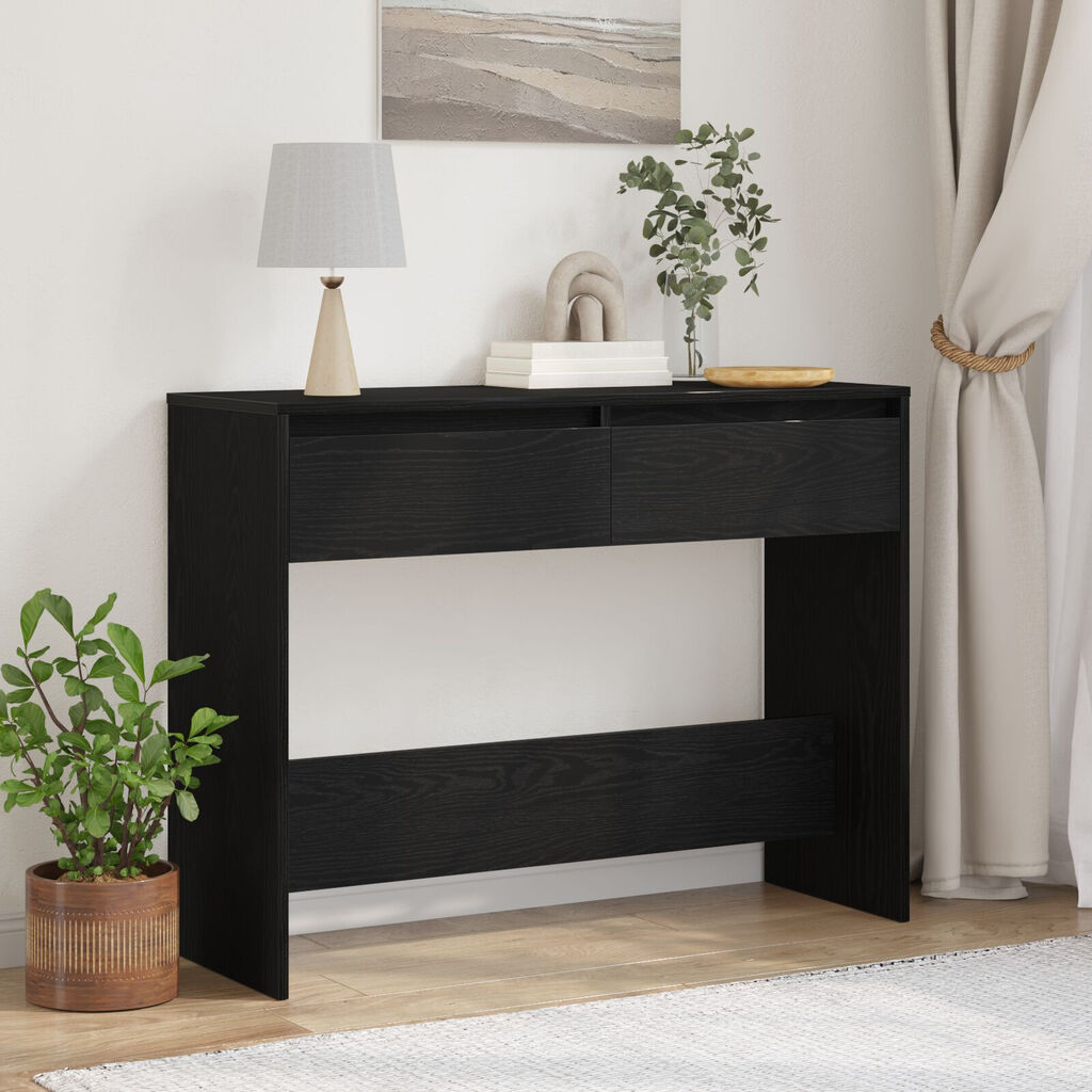 vidaXL Μαύρο Ξύλινο Τραπέζι Κονσόλας - 100x35x76.5 εκ - Επεξεργασμένο Ξύλο