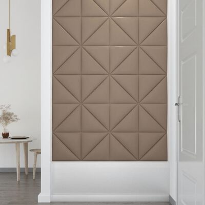 vidaXL Πάνελ Τοίχου 12 τεμ. Καπουτσίνο 30 x 30 εκ. 1,08 μ² Συνθ. Δέρμα