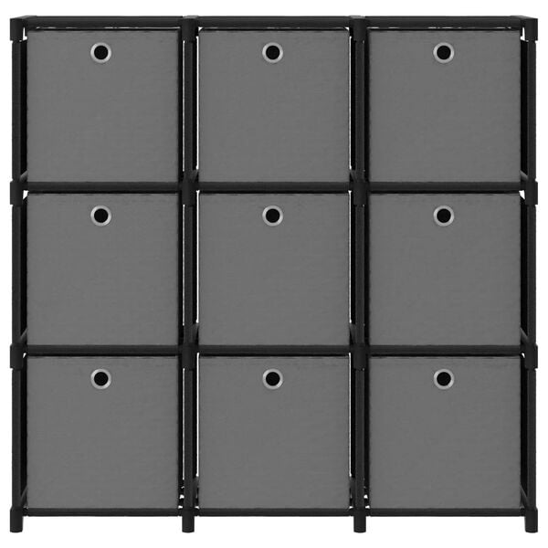 vidaXL Ραφιέρα με 9 Κύβους & Κουτιά Μαύρη 103x30x107,5 εκ. Υφασμάτινη