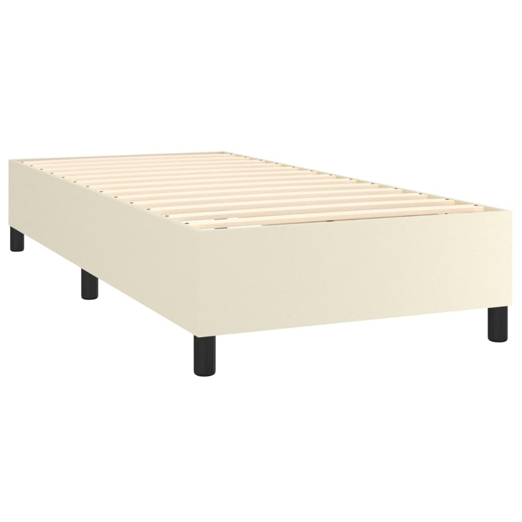 vidaXL Κρεβάτι Boxspring με Στρώμα Κρεμ 90x200 εκ. από Συνθετικό Δέρμα