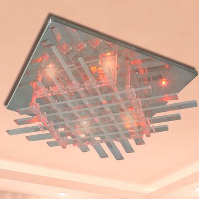 Φωτιστικό Οροφής Τετράγωνο RGB LED με Λωρίδες Γυαλιού