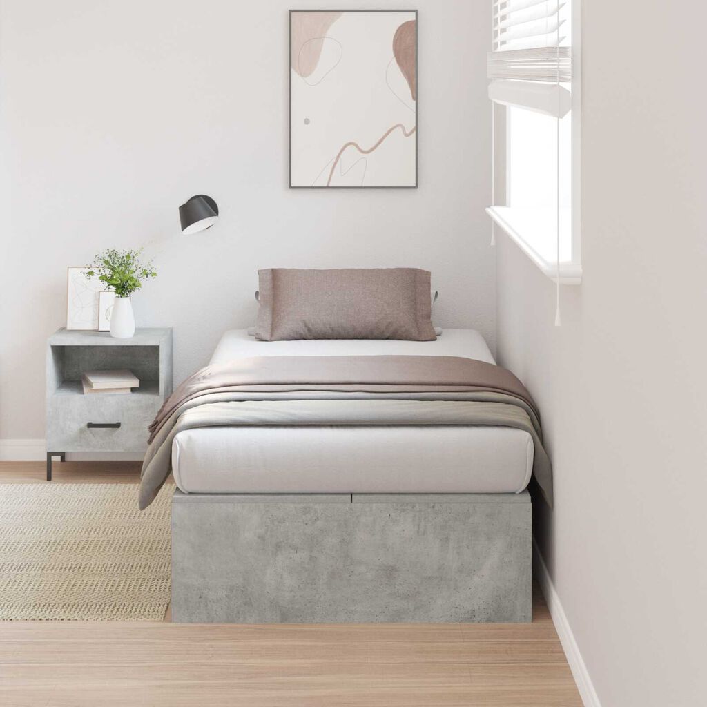 vidaXL Κρεβάτι αποθήκευσης Concrete Grey, 75x190 cm, από επεξεργασμένο ξύλο.