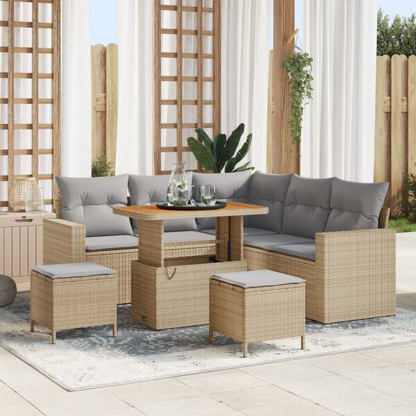 vidaXL Σετ Καναπέ Κήπου 8 pcs Μπεζ συνθετικό ρατάν