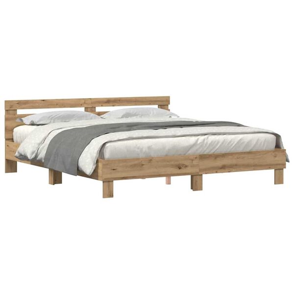 vidaXL Σκελετός Κρεβατιού artisan δρυς 200 x 200 cm Επεξεργασμένο ξύλο