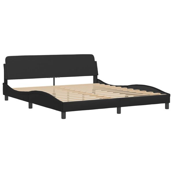 vidaXL Κρεβάτι με Στρώμα Μαύρο 180x200 εκ. από Συνθετικό δέρμα
