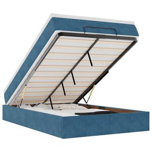 vidaXL Οθωμανικό κρεβάτι με στρώμα σκούρο μπλε 120x190 cm Velvet