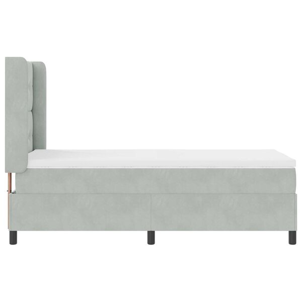 Κρεβάτι Box Spring με Ματράκι Γκρίζο Ανοιχτό 80x200 εκ. Βελούδινο