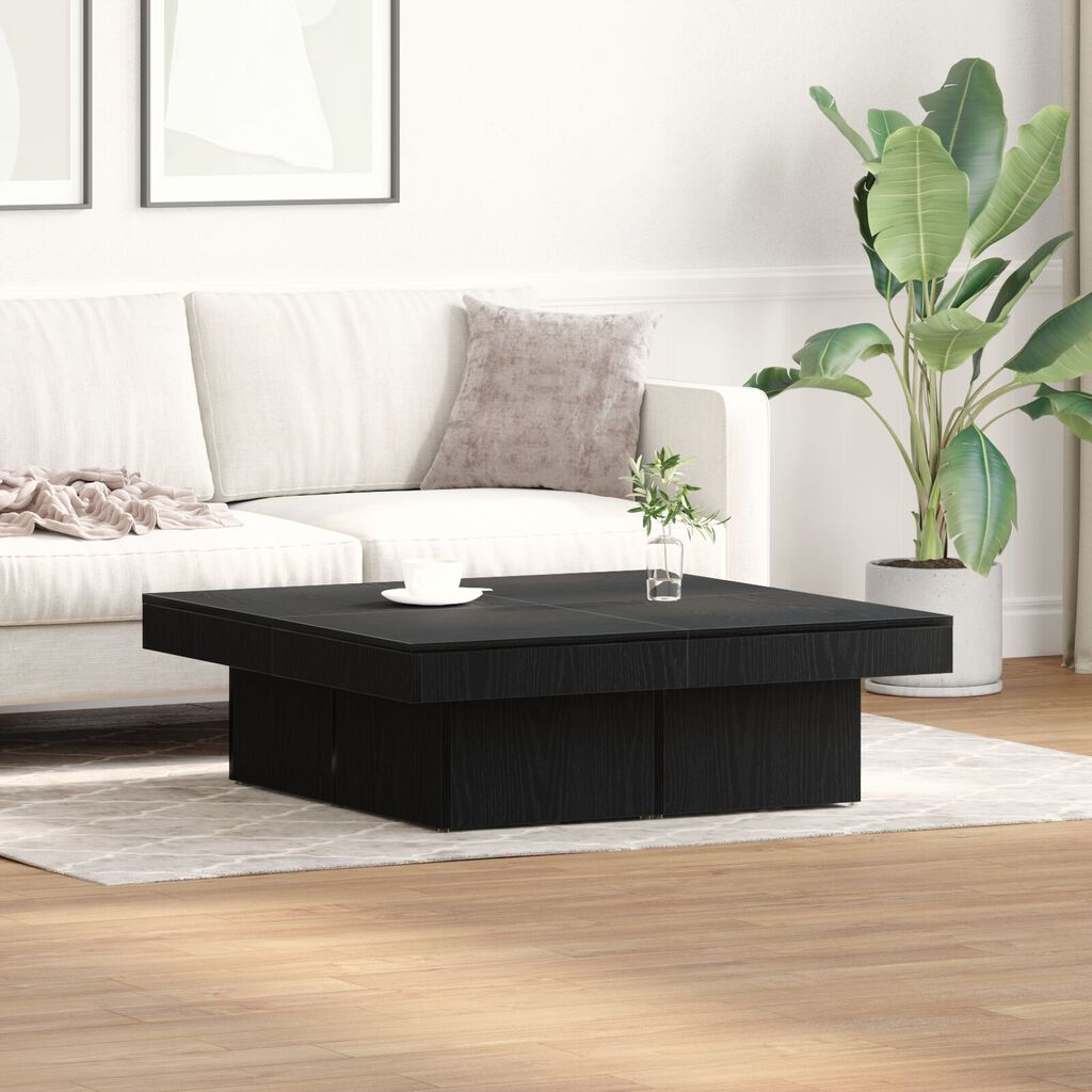 vidaXL Τραπέζι σαλονιού Μαύρο Δρυς 90x90x28 εκ. Φτιαγμένο από ξύλο