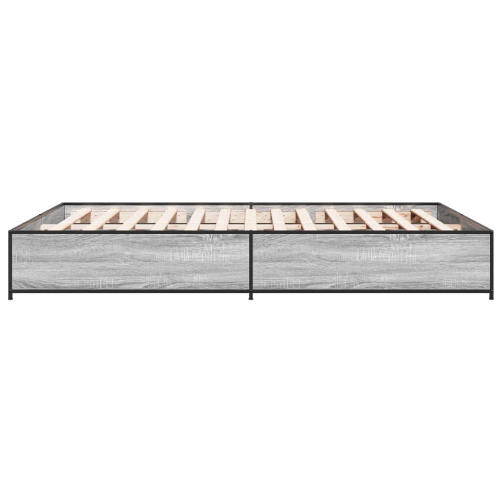 vidaXL Πλαίσιο Κρεβατιού Γκρι Sonoma 135x190 εκ. Επεξ. Ξύλο & Μέταλλο