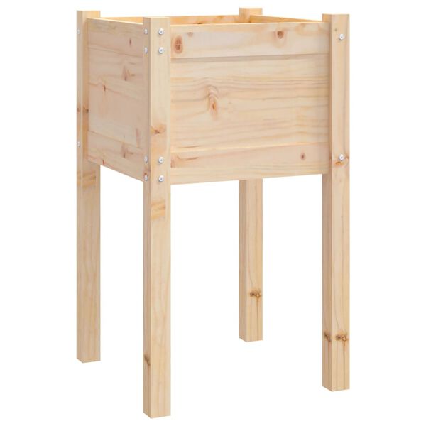 vidaXL Ζαρντινιέρα Λευκή 50 x 50 x 70 εκ. από Μασίφ Ξύλο Πεύκου