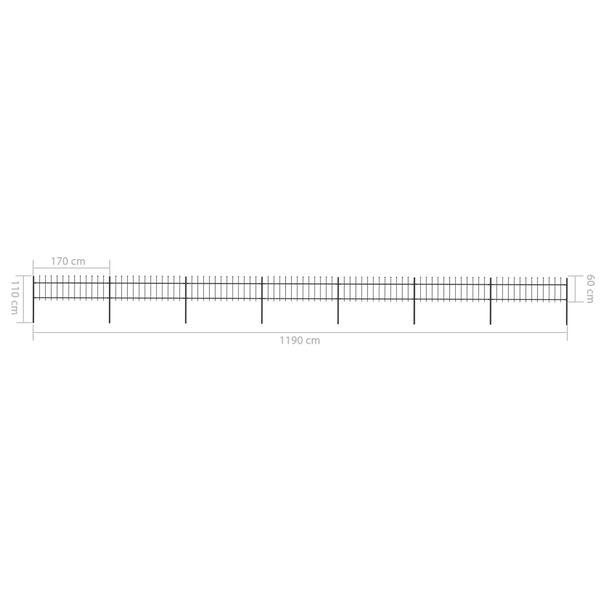 vidaXL Κάγκελα Περίφραξης με Λόγχες Μαύρα 11,9 x 0,6 μ. από Χάλυβα