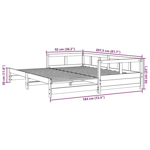 vidaXL Καναπές Κρεβάτι Συρόμενος+Στρώμα 90x200 εκ. Μασίφ Ξύλο Πεύκου