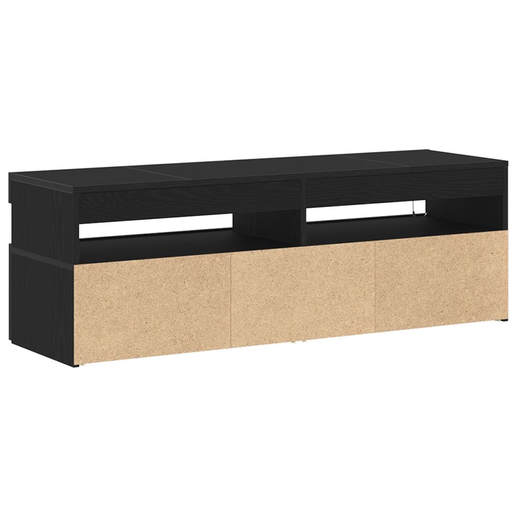vidaXL Ντουλάπα τηλεόρασης με LED Μαύρη Δρύς 120x35x40 εκ. Επεξεργασμένο ξύλο