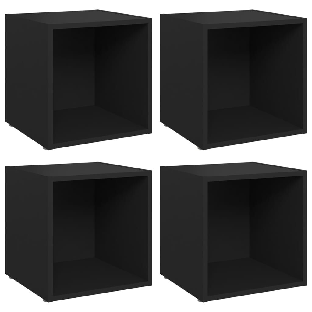 vidaXL Έπιπλα Τηλεόρασης 4 τεμ. Μαύρα 37 x 35 x 37 εκ. από Επεξ. Ξύλο