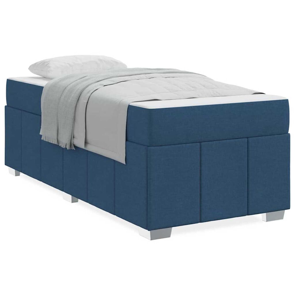 vidaXL Σκελετός Κρεβατιού με στρώμα Μπλε 90 x 200 cm ύφασμα