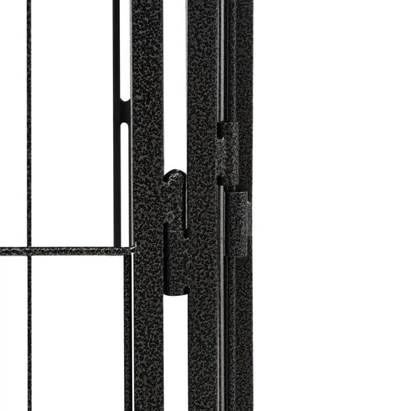 vidaXL Παρκοκρέβατο Σκύλου 16 Πάνελ Μαύρο 100x50εκ Ατσάλι Βαφή Πούδρας