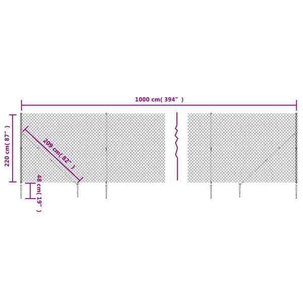 vidaXL Συρματόπλεγμα Περίφραξης Πράσινο 2,2 x 10 μ. με Καρφωτές Βάσεις