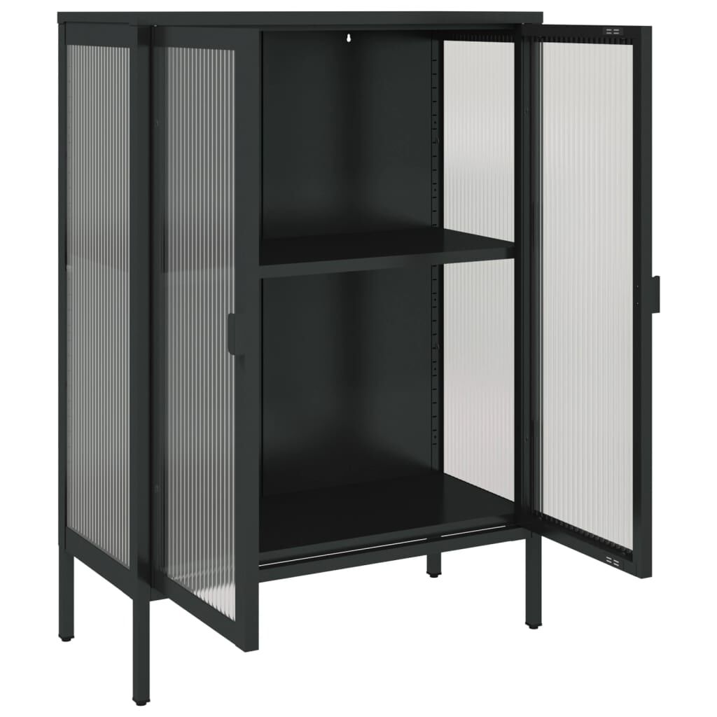 vidaXL Ντουλάπι Μαύρο 75 x 35 x 105 εκ. από Γυαλί και Ατσάλι