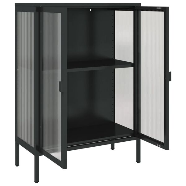 vidaXL Ντουλάπι Μαύρο 75 x 35 x 105 εκ. από Γυαλί και Ατσάλι