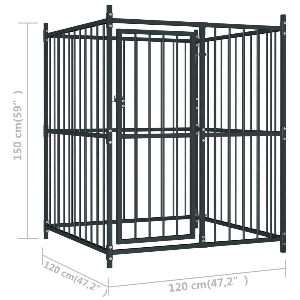 vidaXL Κλουβί Σκύλου Εξωτερικού Χώρου 120 x 120 x 150 εκ. με Στέγαστρο