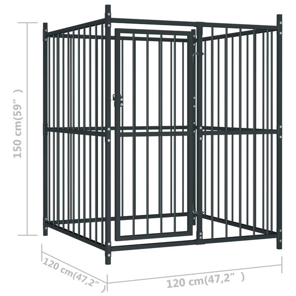 vidaXL Κλουβί Σκύλου Εξωτερικού Χώρου 120 x 120 x 150 εκ. με Στέγαστρο