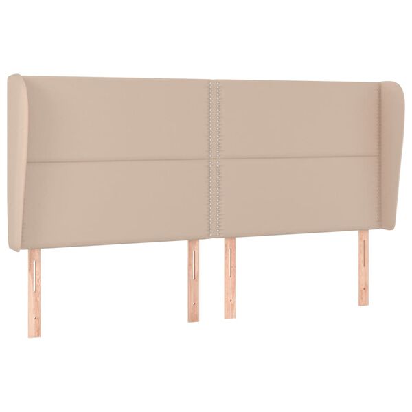 vidaXL Κεφαλάρι με Πτερύγια Καπουτσίνο 183x23x118/128 εκ. Συνθ. Δέρμα