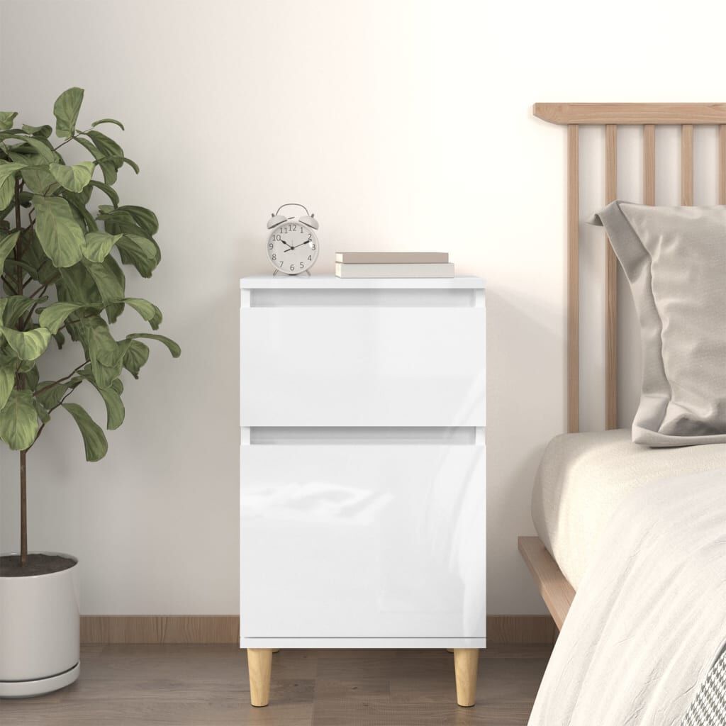 vidaXL Κομοδίνο Γυαλιστερό Λευκό 40x35x70 εκ.