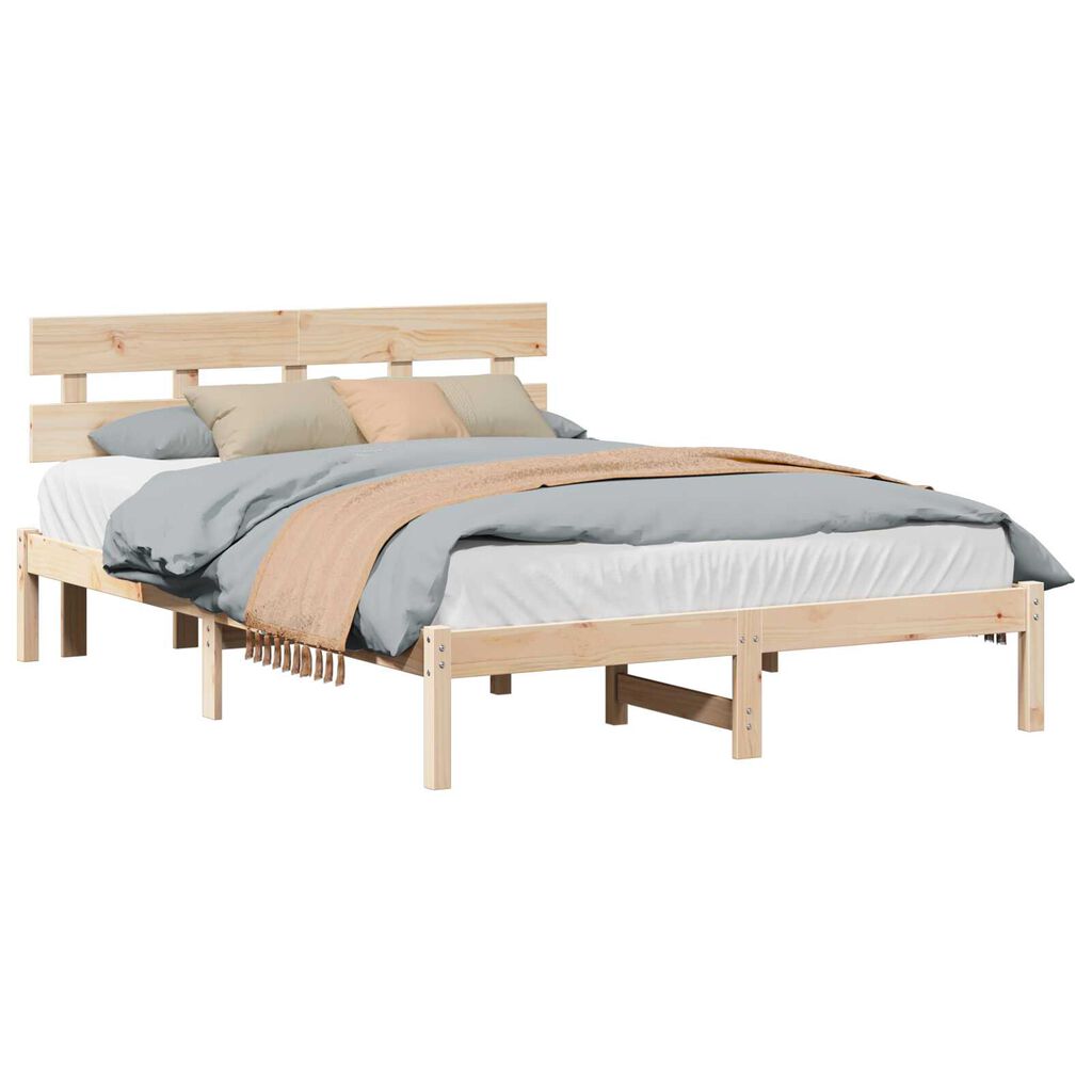 vidaXL Σκελετός Κρεβατιού Καφέ 140 x 200 cm Μασίφ ξύλο πεύκου