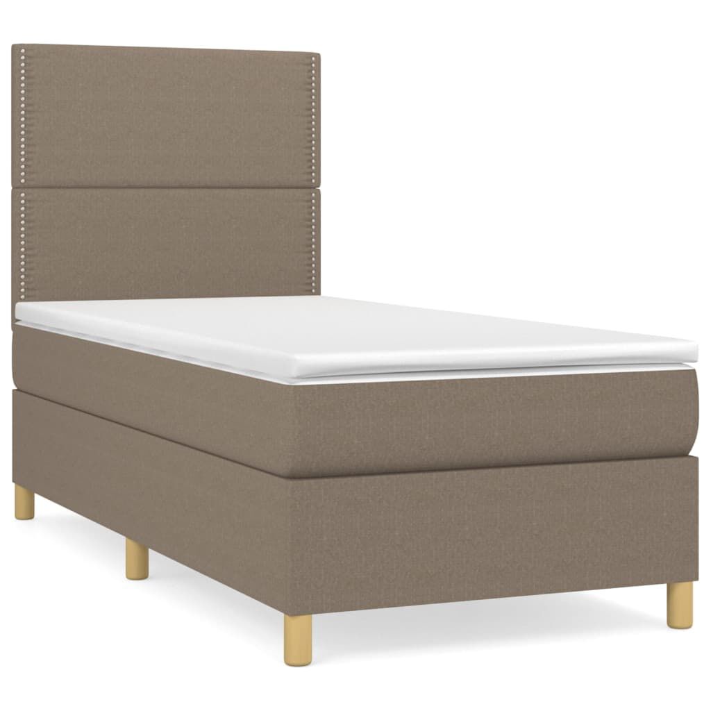 vidaXL Κρεβάτι Boxspring με Στρώμα Taupe 90x200 εκ. Υφασμάτινο