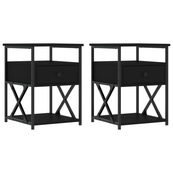 vidaXL Κομοδίνα 2 τεμ. Μαύρα 40 x 42 x 55 εκ. από Επεξεργασμένο Ξύλο