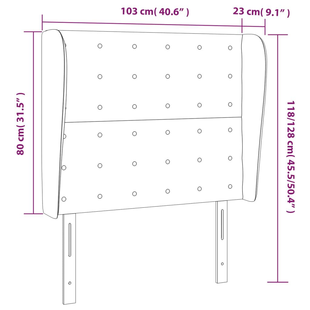 vidaXL Κεφαλάρι με Πτερύγια Σκούρο Πράσινο 103x23x118/128εκ. Βελούδινο