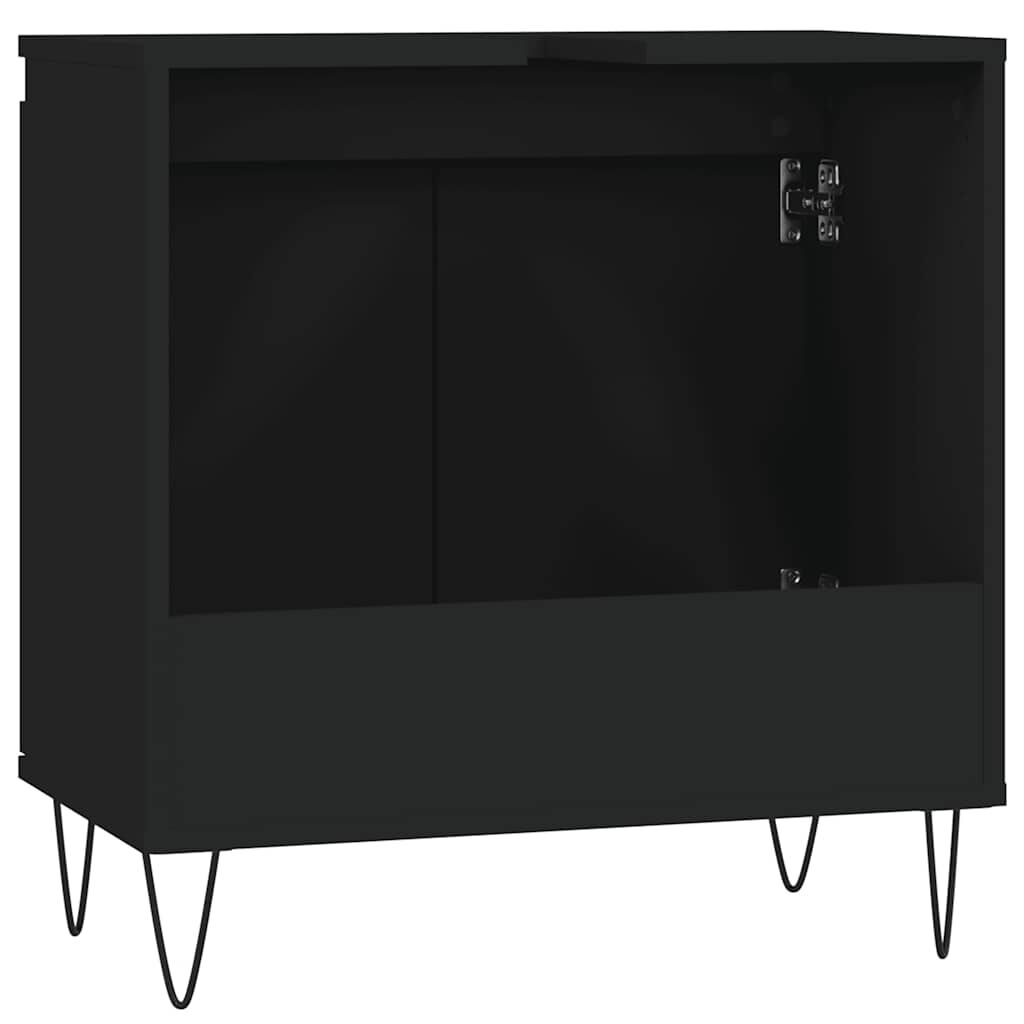 vidaXL Ντουλάπι Μπάνιου Μαύρο 58 x 33 x 60 εκ. από Επεξεργασμένο Ξύλο