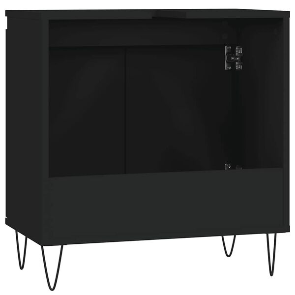 vidaXL Ντουλάπι Μπάνιου Μαύρο 58 x 33 x 60 εκ. από Επεξεργασμένο Ξύλο