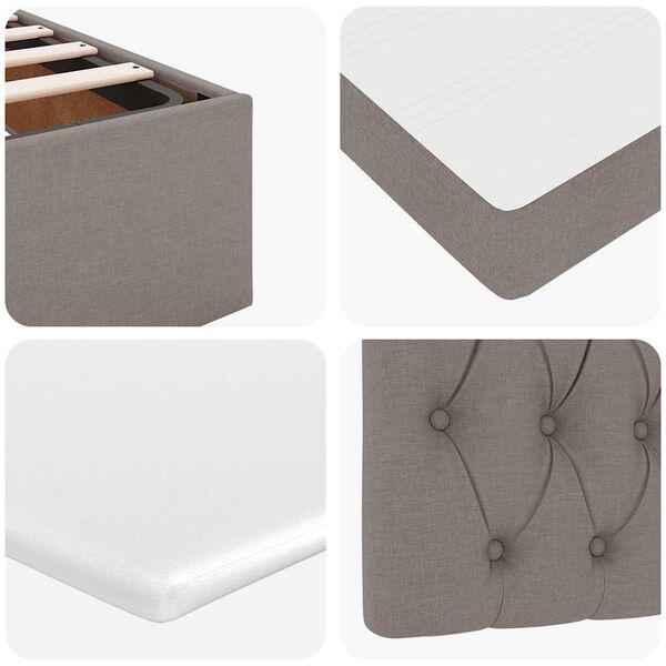 vidaXL Οθωμανικό κρεβάτι με στρώμα & LEDs Taupe 140x200 cm Ύφασμα