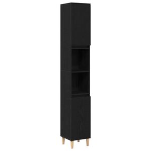 vidaXL Ντουλάπι Μπάνιου Μαύρη Οξυά 30 x 30 x 190 εκ Επεξεργασμένο ξύλο