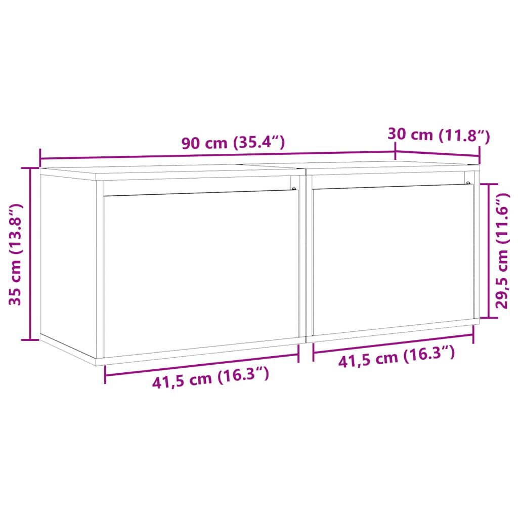 vidaXL Ντουλάπια Τοίχου 2 τεμ. Γκρι 45x30x35 εκ από Μασίφ Ξύλο Πεύκου