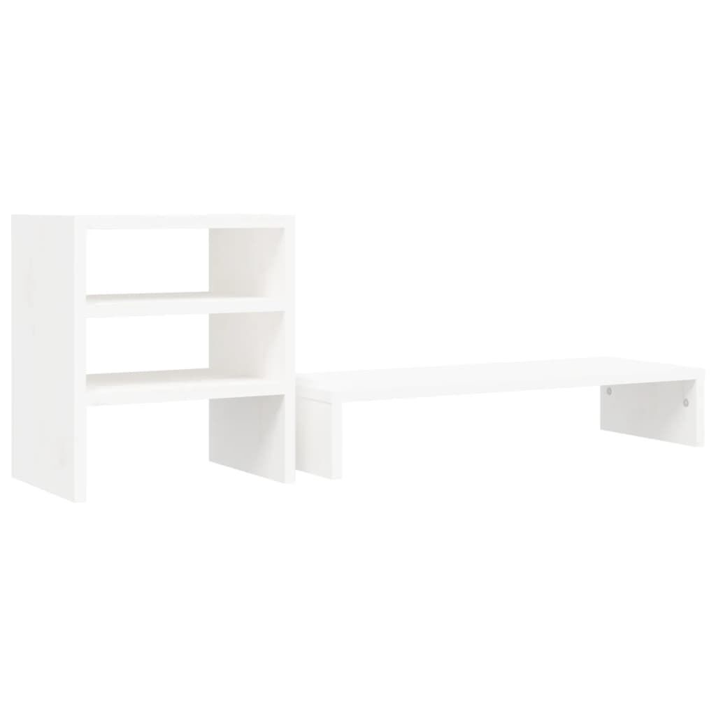 vidaXL Βάση Οθόνης Λευκή 81x20x30 εκ. από Μασίφ Ξύλο Πεύκου