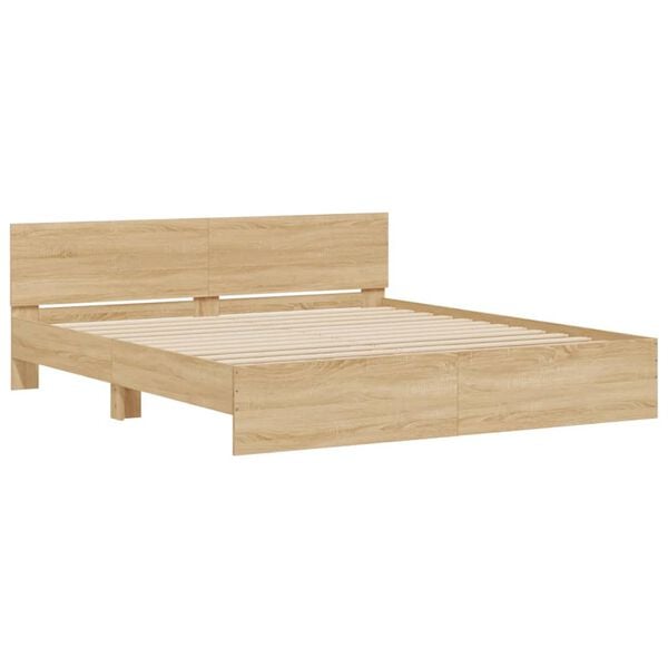 vidaXL Πλαίσιο Κρεβατιού με Κεφαλάρι Sonoma Δρυς 180x200 εκ.
