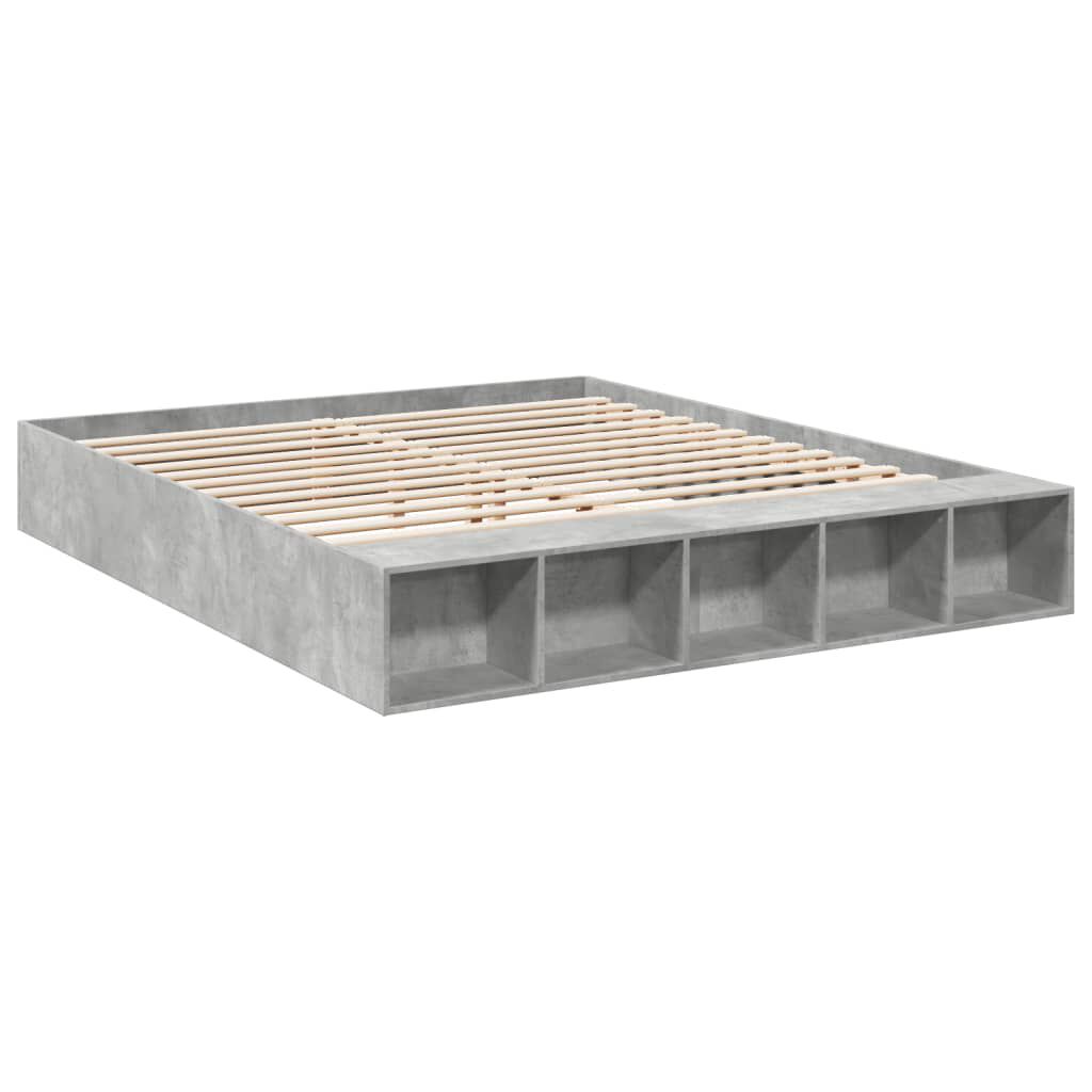 vidaXL Πλαίσιο Κρεβατιού Γκρι Σκυροδέματος 180x200 εκ. Επεξεργ. Ξύλο