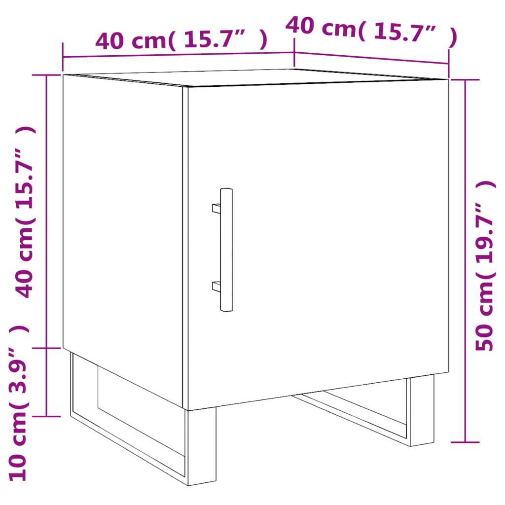 vidaXL Κομοδίνα 2 τεμ. Λευκά 40 x 40 x 50 εκ. από Επεξεργασμένο Ξύλο