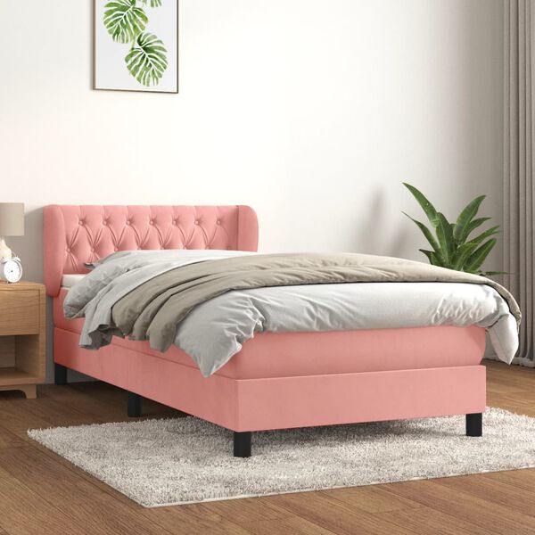 vidaXL &Kappa;&rho;&epsilon;&beta;ά&tau;&iota; Boxspring &mu;&epsilon; &Sigma;&tau;&rho;ώ&mu;&alpha; &Rho;&omicron;&zeta; 90x200 &epsilon;&kappa;. &Beta;&epsilon;&lambda;&omicron;ύ&delta;&iota;&nu;&omicron;