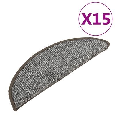 vidaXL Πατάκια Σκάλας Μοκέτα 15 τεμ. Γκρι 65x21x4 εκ.