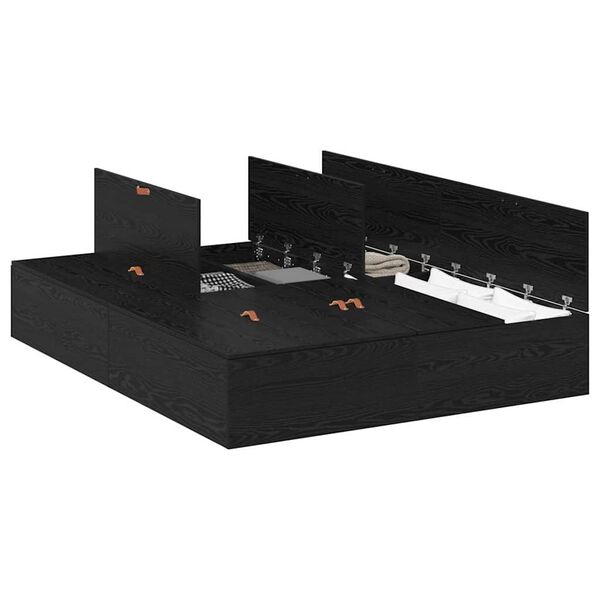 vidaXL Κρεβάτι με αποθηκευτικό χώρο Μαύρη Οξυά 135 x 190 cm