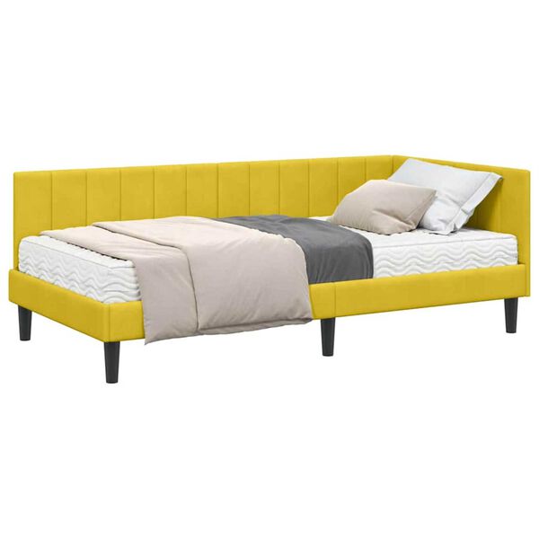 vidaXL Κρεβάτι Γωνίας με στρώμα Κίτρινο 100 x 200 cm Βελούδο